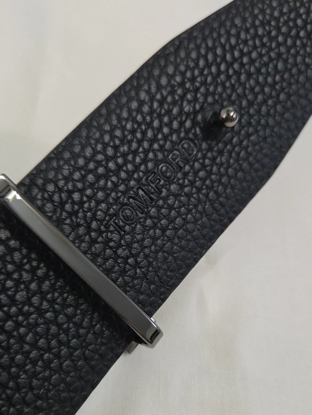 Tom Ford Black & Brown Leather Belt Dark T Buckle Accent